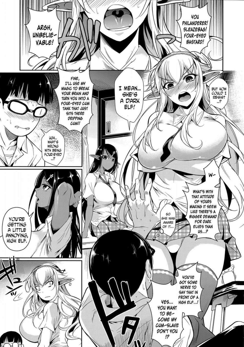 Hentai Manga Comic-High Elf x High School White x Black-Read-4